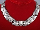 FRED DAVIS SILVER MASK & SHIELD NECKLACE DECO 1930'S