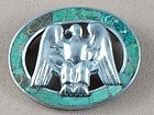 WILLIAM SPRATLING SILVER & AZUR MALACHITE EAGLE PIN