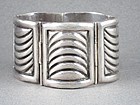 FRED DAVIS STERLING SILVER ART DECO PANEL BRACELET 1 5/8" WIDE