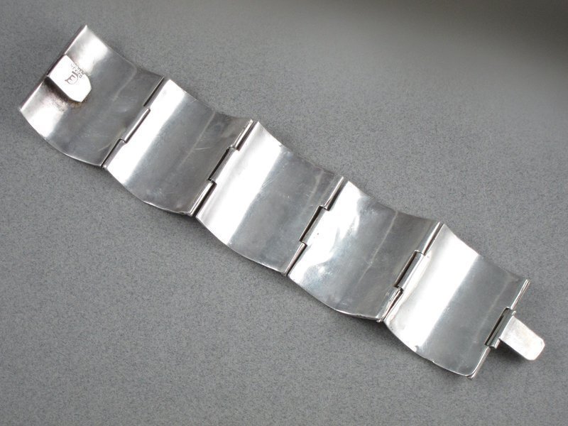 FRED DAVIS STERLING SILVER ART DECO PANEL BRACELET 1 5/8&quot; WIDE