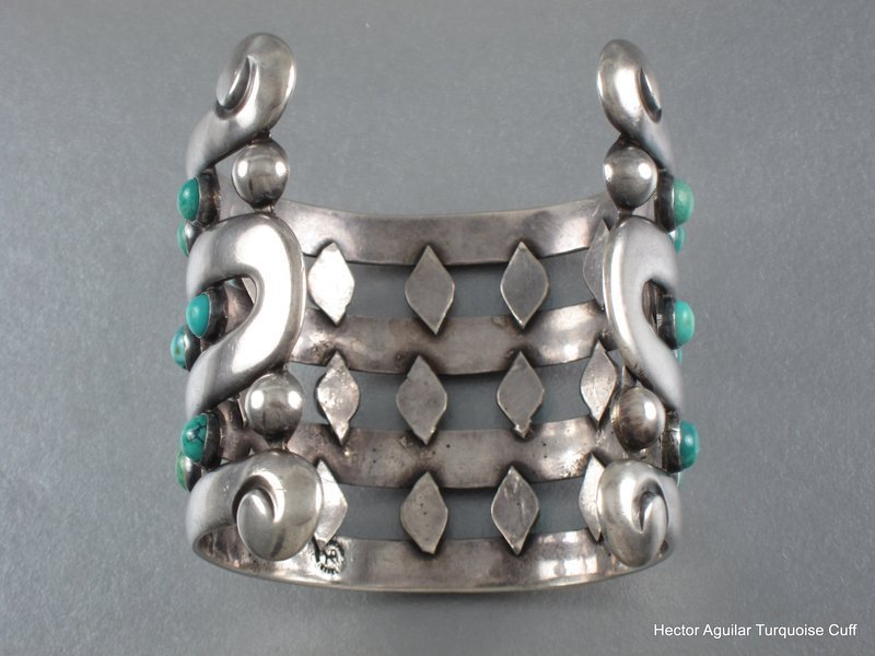 HECTOR AGUILAR TURQUOISE &amp; SILVER BRACELET