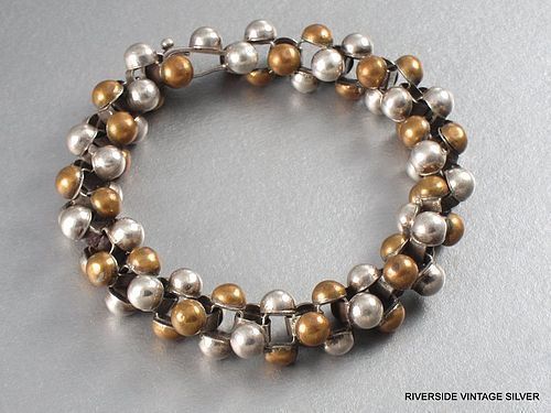 WILLIAM SPRATLING COPPER & SILVER CAVIAR BRACELET