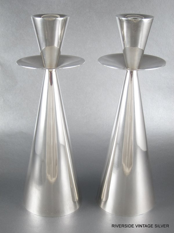 ANTONIO PINEDA CANDLESTICKS SILVER  MODERNIST