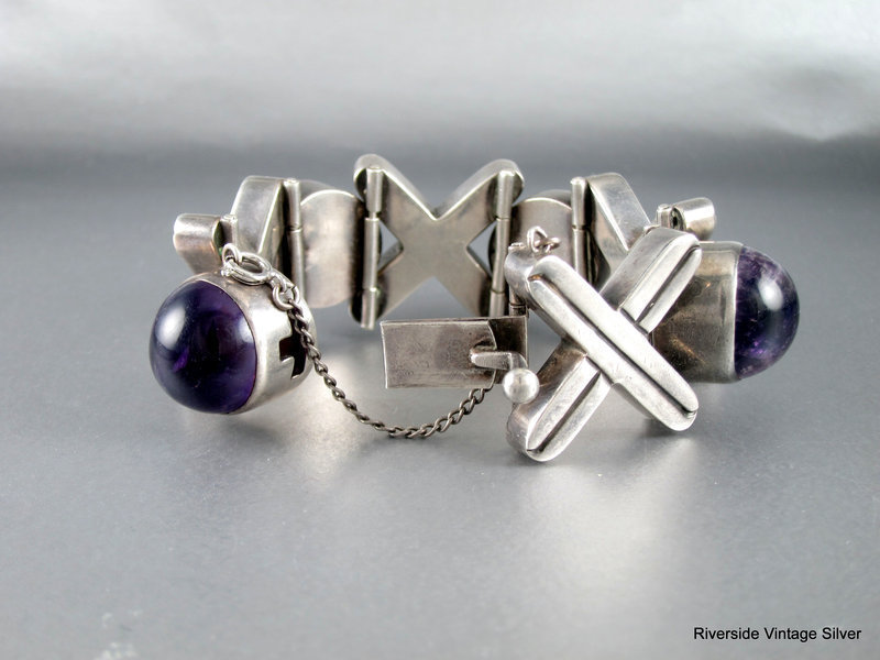 ANTONIO Pineda X &amp; O Amethyst &amp; Silver Bracelet