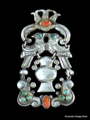 Matilde Poulat MATL Brooch Silver, Coral, Turquoise