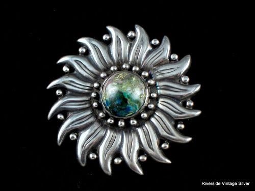 HECTOR AGUILAR Sun Pin 940 Sterling Sliver & Azurite