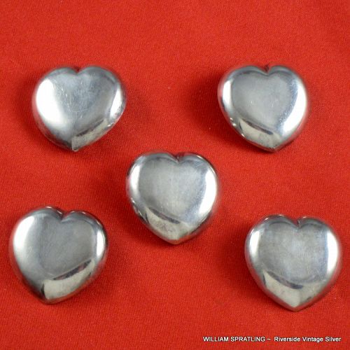 William SPRATLING  Buttons - Rare Puffy Hearts - Sterling Silver