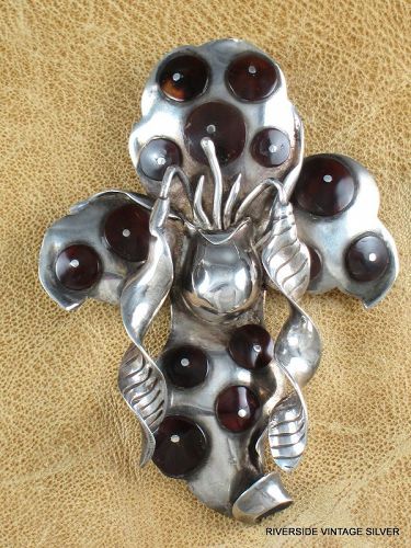 William SPRATLING Orchid Pin Sterling Silver 1940's