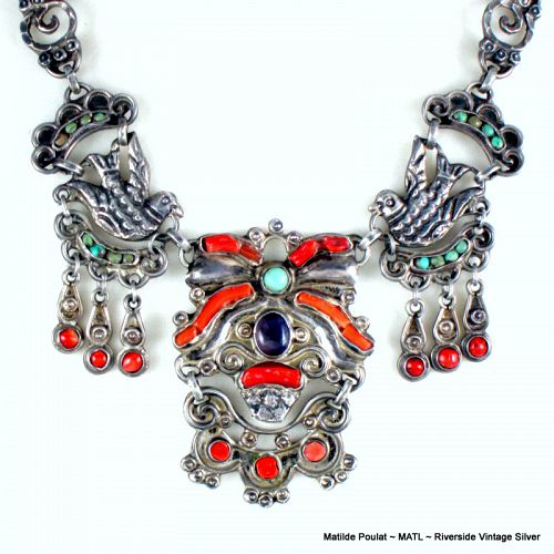 Matilde Poulat  MATL  Necklace Silver, Coral, Turquoise & Amethyst