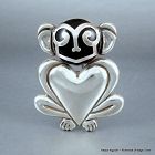 Hector Aguilar Monkey Pin 940 Silver & Obsidian 1940's