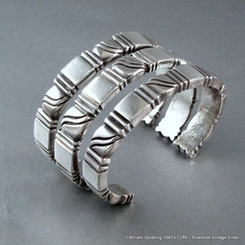 3 William SPRATLING Stackable Cuff Bracelets ~ 1940's