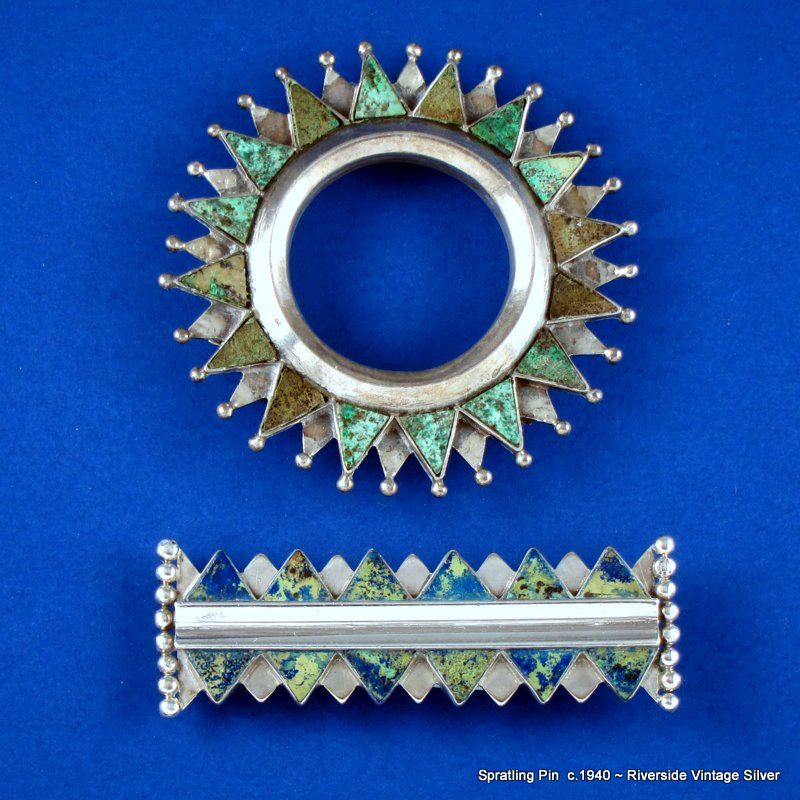 William Spratling Silver and Chrysacolla Brooch ~ Museum Piece ~