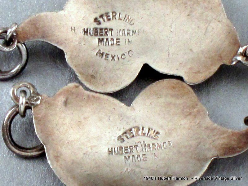 Pair ~ Hubert Harmon Amethyst &amp; Sterling Silver Bracelets 1940's