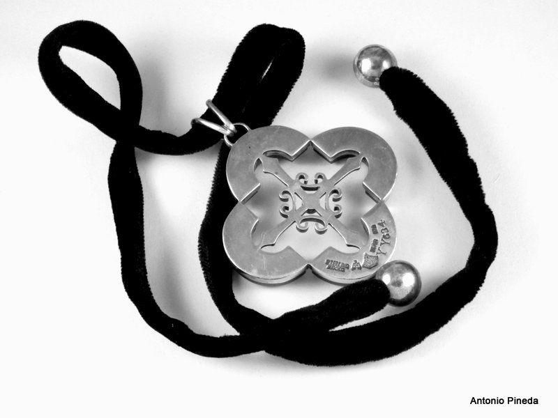 Antonio Pineda Quatrefoil Necklace ~ Pendant On Velvet Cord