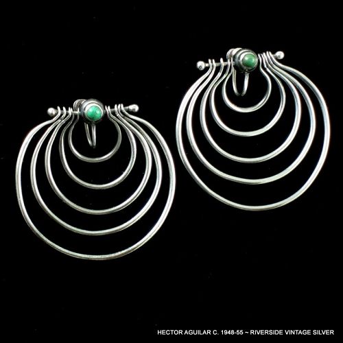 Vintage Hector Aguilar Turquoise & 940 Sterling Earrings c.1948-55