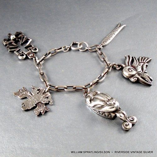 William Spratling ~Silson~ Silver Charm Bracelet c. 1940's