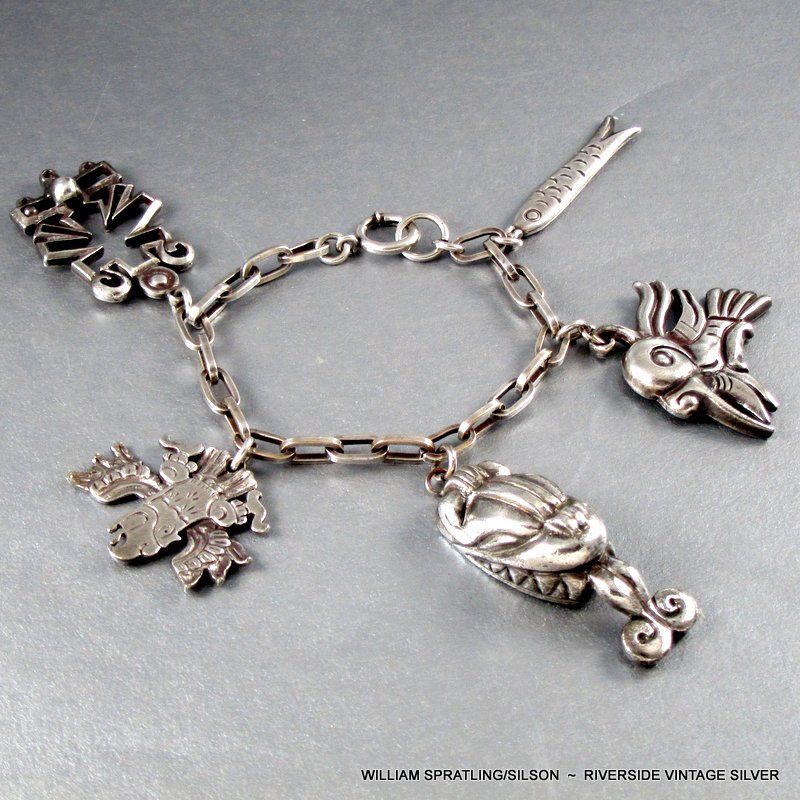 William Spratling ~Silson~ Silver Charm Bracelet c. 1940's