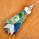 William Spratling Humming Bird Pin ~ Sterling Silver & Stone 4 1/3" L
