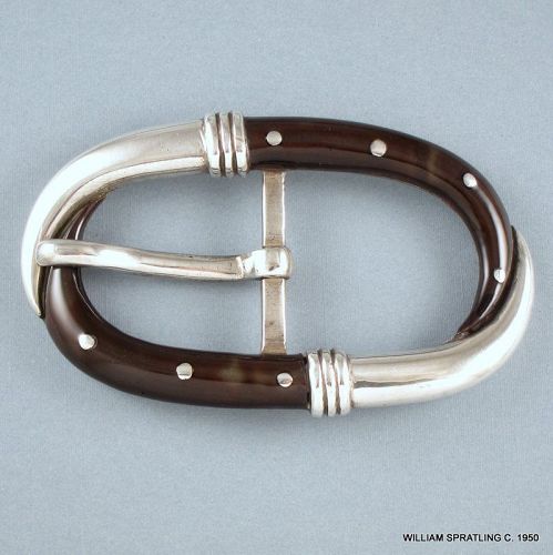 William SPRATLING Sterling Silver & Shell Belt Buckle c. 1950