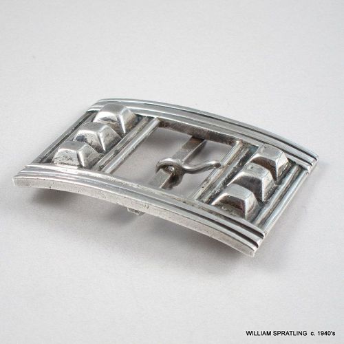 William Spratling  Pyramid Sterling Silver Belt Buckle c. 1940's