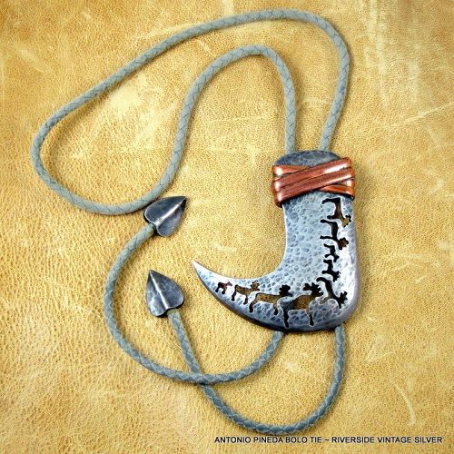 Antonio Pineda Bear Claw Silver & Copper Bolo Tie
