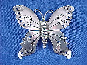 Vintage HECTOR AGUILAR Silver Butterfly Pin