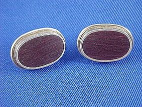 Vintage Gabriel Flores Wood & Sterling Cuff Links