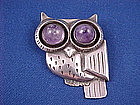 WILLIAM SPRATLING Sterling & Amethyst Owl Pin