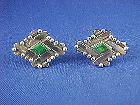 Vintage HECTOR AGUILAR Sterling & Turquoise Cufflinks