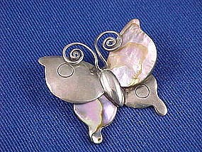 WILLIAM SPRATLING Sterling & Abalone Butterfly Brooch