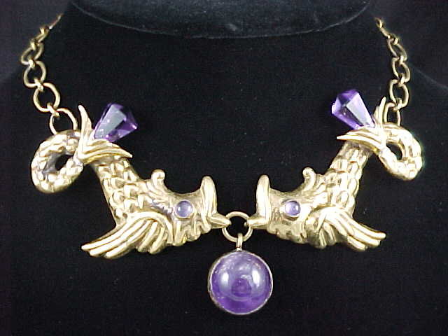 Hubert Harmon Design Amethyst & Brass Necklace Maya