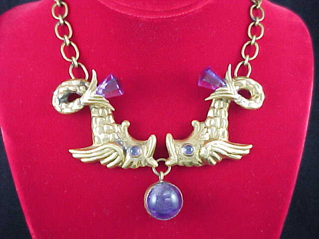 Hubert Harmon Design Amethyst &amp; Brass Necklace Maya