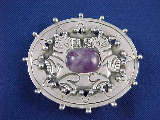 1930's William Spratling 980 Silver & Amethyst Pin