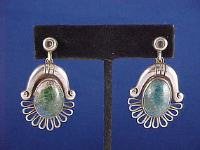 Hector Aguilar Silver & Azurmalachite Earrings 1 3/4"L