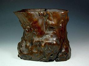 A Decent Boxwood Brush Pot of Qing Dynasty