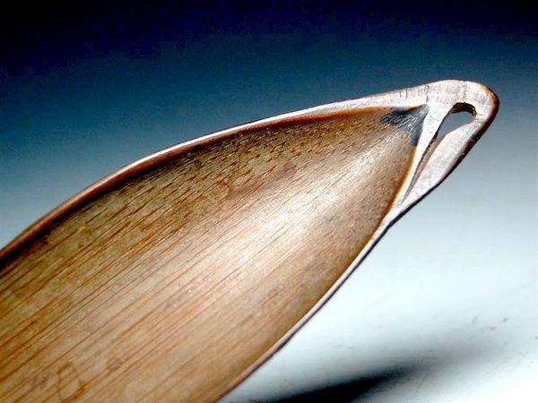 A Bamboo Tea Scoop In Shape of a Leaf