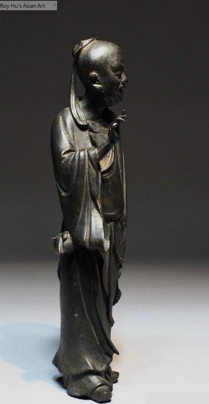 A Fine Bronze Scholar Figure of Ming Dynasty