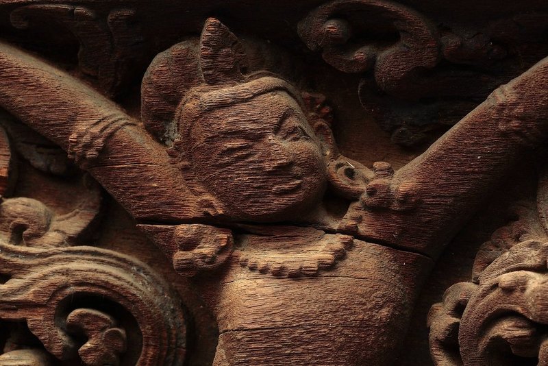 A Wood  Flying Apsaras of 13th Century.