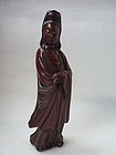 A Nice Wood Carving of Guanyin of 19th Century.