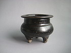 A Decent Black-Glazed Tripod Censer of Song Dynasty.