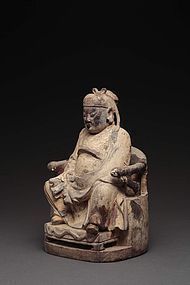 A Wooden Sitting Figure of Ming Dynasty