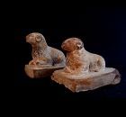 A Pair of Archaic Stone Carvings of Tang Dynasty(AD618-）