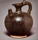 A Dark-Glazed Ewer with Dragon Handle唐魯山窯執壺