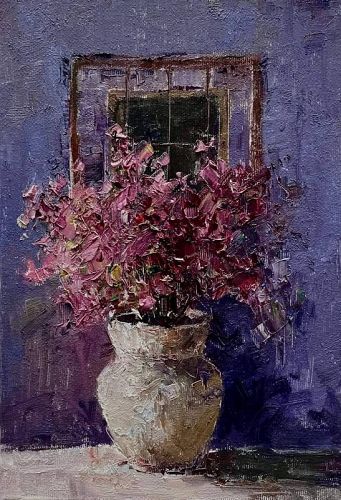 A Modern Oil Painting,Flower in a Vase.