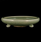 A Tripod Longquen Celadon Incense Burner