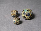 Three Archaic Glass Beads of Warring States(BC.770-220)