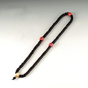 A Strand of Rosaries of Old Zhi-Tan Beads of Qing Dy.