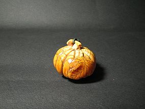 An Ivory Toggle of Ming D in Shape of A Pumpkin .