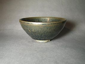 A Rare And Charming Temmoko Bowl With Silver Streaks.