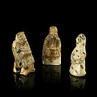 A Triad of Brown Glazed Figurines of Song Dynasty